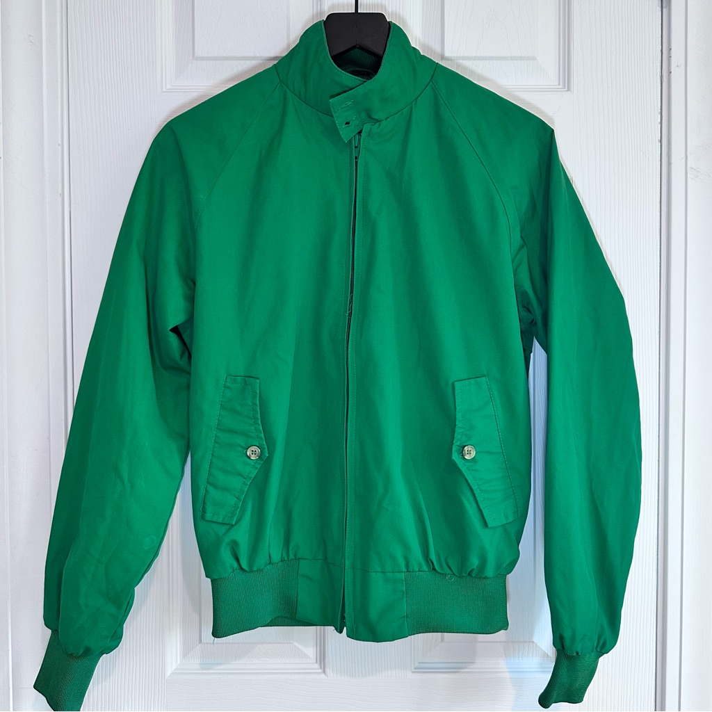 Mens Field And Stream Green Harrington Bomber Jacket Sz S Plaid Lining Full Zip